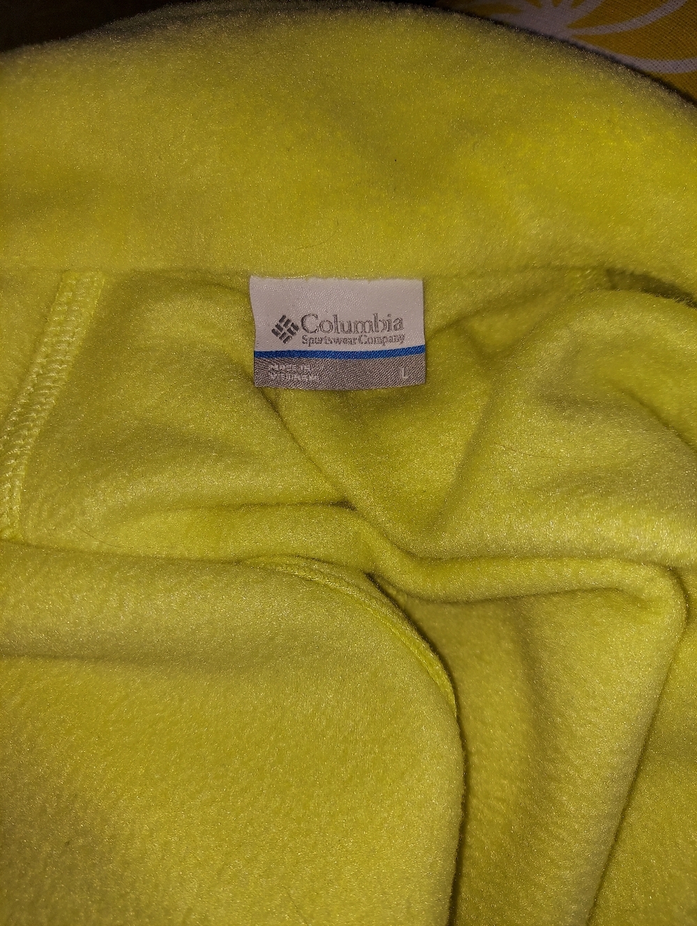 Columbia Bright Neon Ish Yellow Fleece Jacket L Zip Up Cute and Bright - Picture 7 of 7